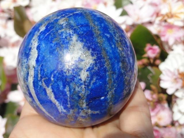 Glimmering Pyrite Swirls LAPIS LAZULI SPHERE - Earth Family Crystals