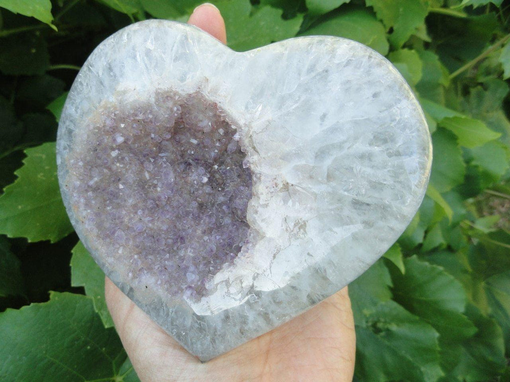 Jumbo Lavender AMETHYST GEODE HEART - Earth Family Crystals
