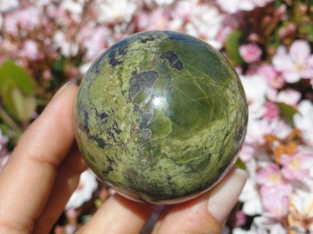 Forest Green SERPENTINE GEMSTONE SPHERE - Earth Family Crystals