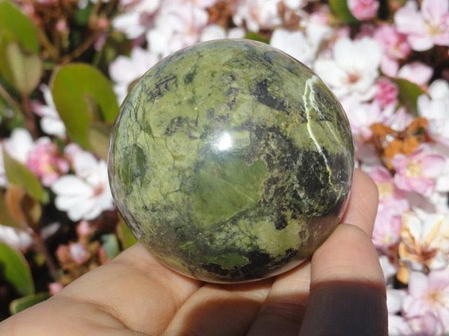 Forest Green SERPENTINE GEMSTONE SPHERE - Earth Family Crystals