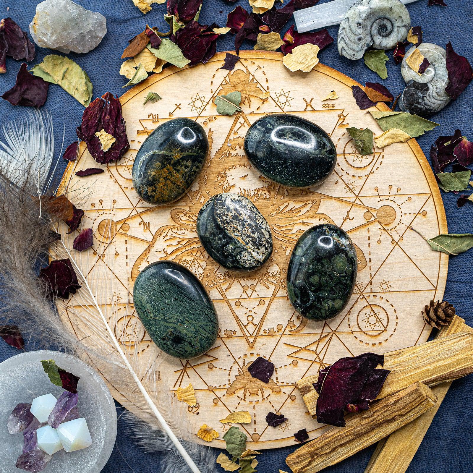 Kambaba Jasper Pillow Palm Stones ~ Secure the Heart in Love - Earth Family Crystals
