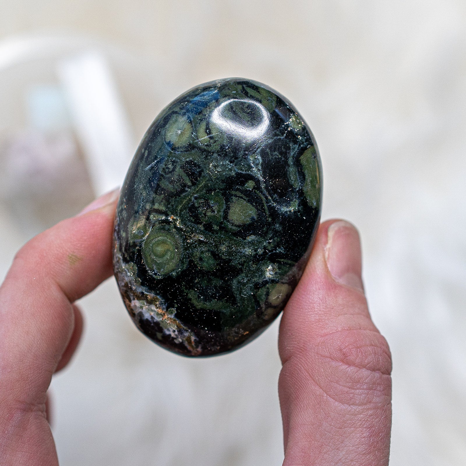 Kambaba Jasper Pillow Palm Stones ~ Secure the Heart in Love - Earth Family Crystals