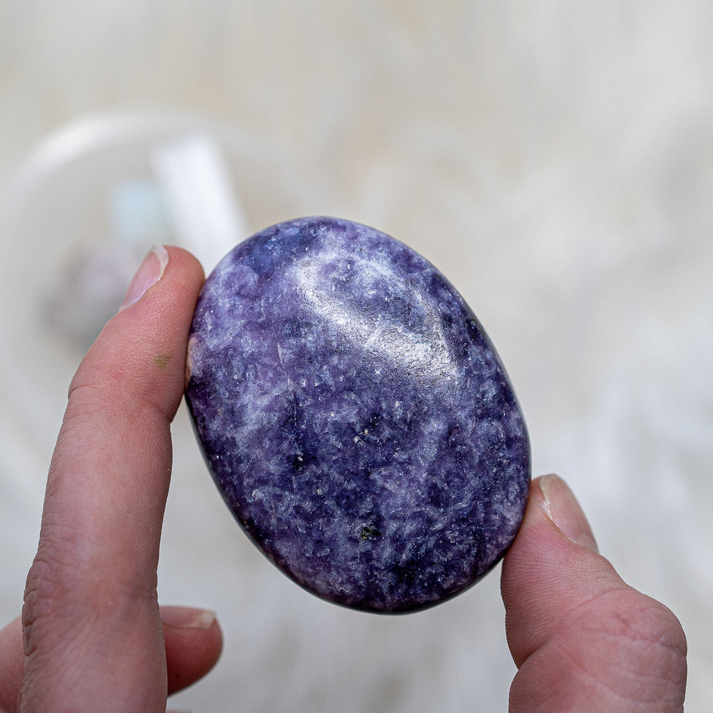 Lepidolite Pillow Palm Stones ~ Soothe Anxiety and Bring Balance to Emotions - Earth Family Crystals