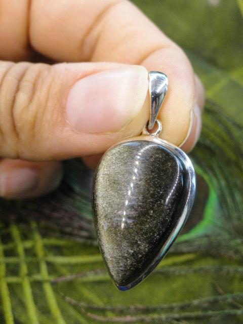 GOLDEN SHEEN OBSIDIAN GEMSTONE PENDANT In Sterling Silver (Includes Silver Chain) - Earth Family Crystals