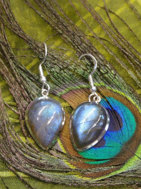 Enchanting LABRADORITE GEMSTONE EARRINGS in Sterling Silver - Earth Family Crystals