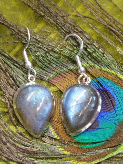 Enchanting LABRADORITE GEMSTONE EARRINGS in Sterling Silver - Earth Family Crystals