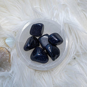 Sparkling ~ Galaxy Blue Goldstone set of 6 Tumbled Stones - Earth Family Crystals