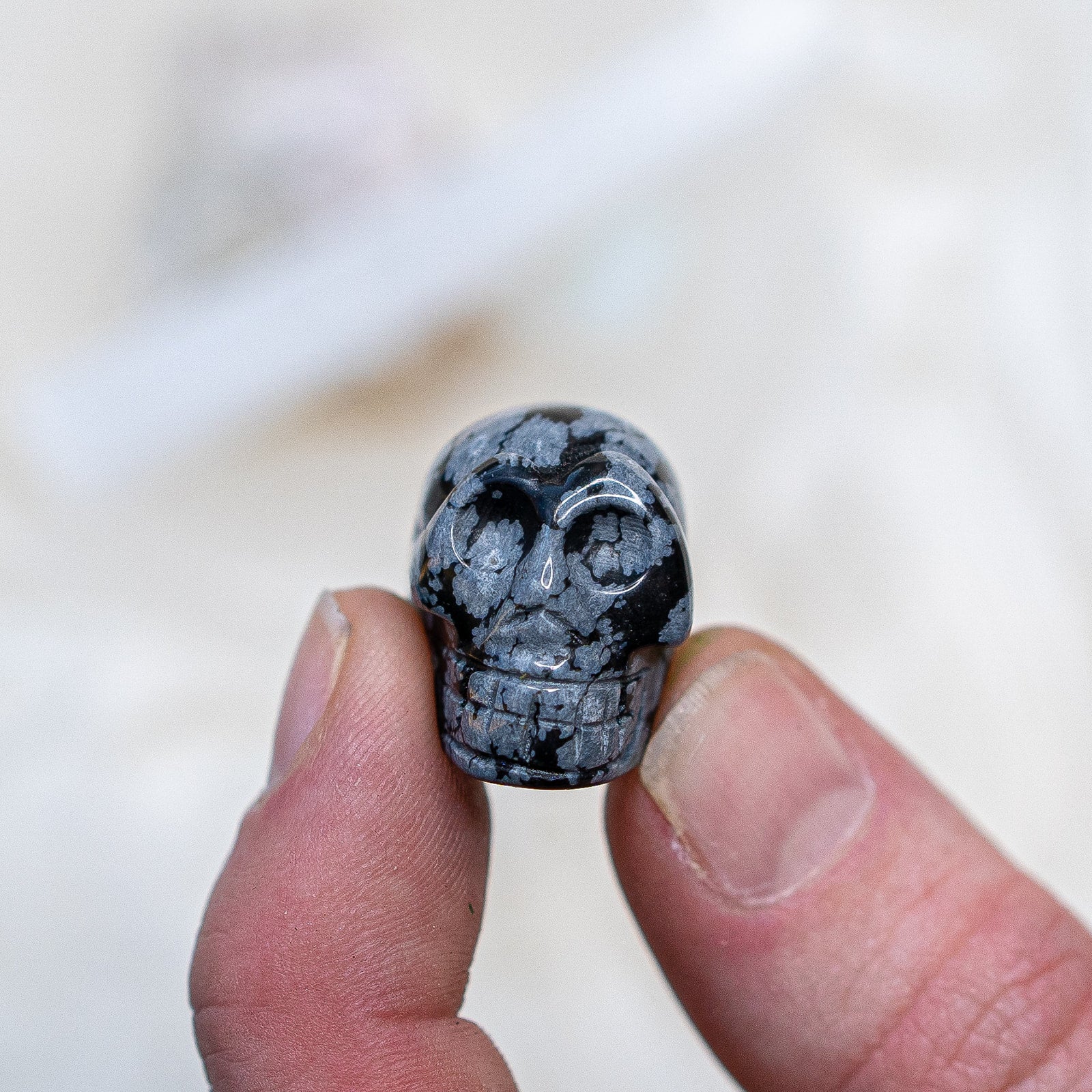 Snowflake Obsidian ~ Mini Skull Carving ~ Awaken Conciousness - Earth Family Crystals