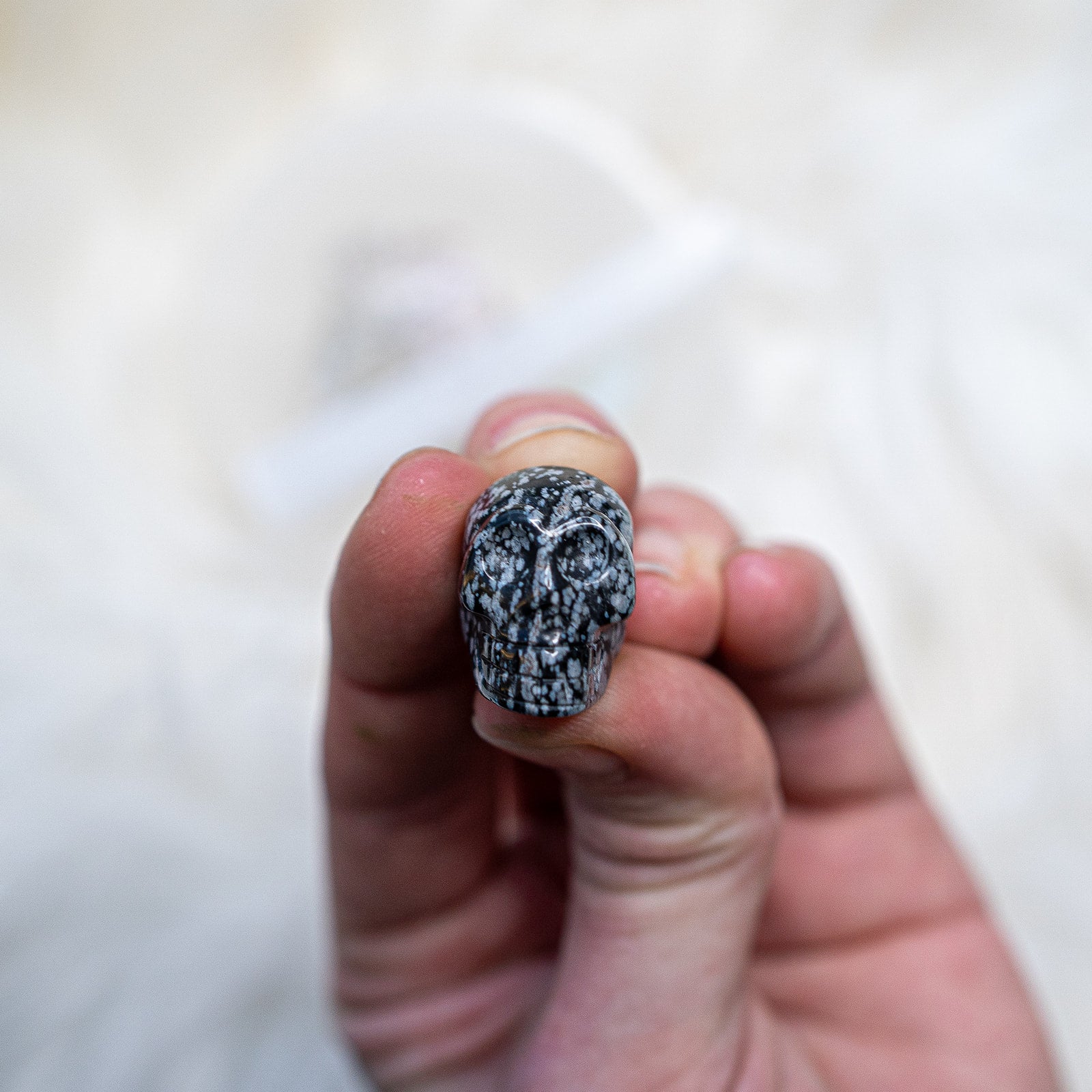 Snowflake Obsidian ~ Mini Skull Carving ~ Awaken Conciousness - Earth Family Crystals