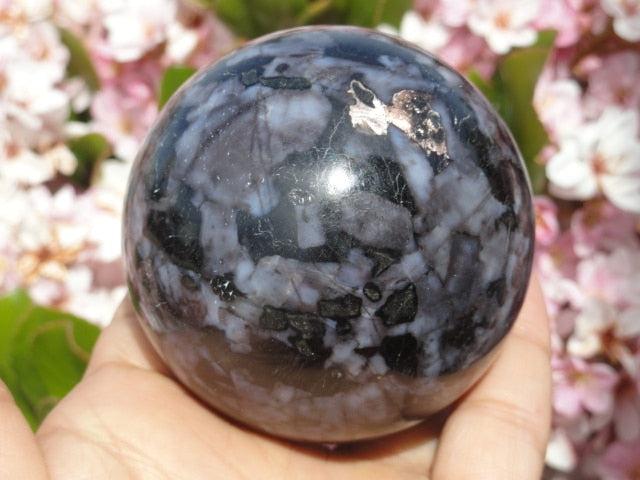 Mysterious MYSTIC MERLINITE GEMSTONE SPHERE - Earth Family Crystals