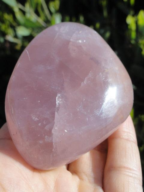 Lovely Lavender ROSE QUARTZ PALM STONE From Madagascar - Earth Family Crystals