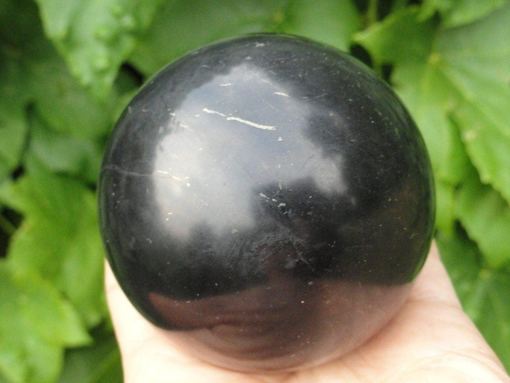 SHUNGITE SPHERE With Pyrite Veins - Earth Family Crystals
