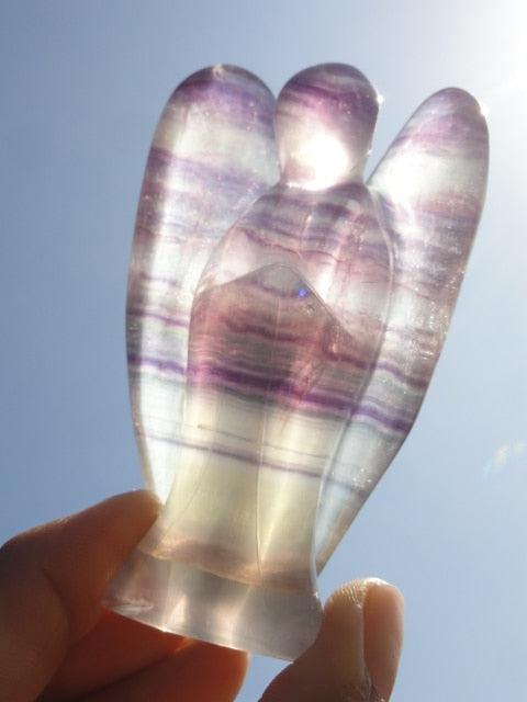 Extremely Pretty RAINBOW FLUORITE GEMSTONE ANGEL - Earth Family Crystals