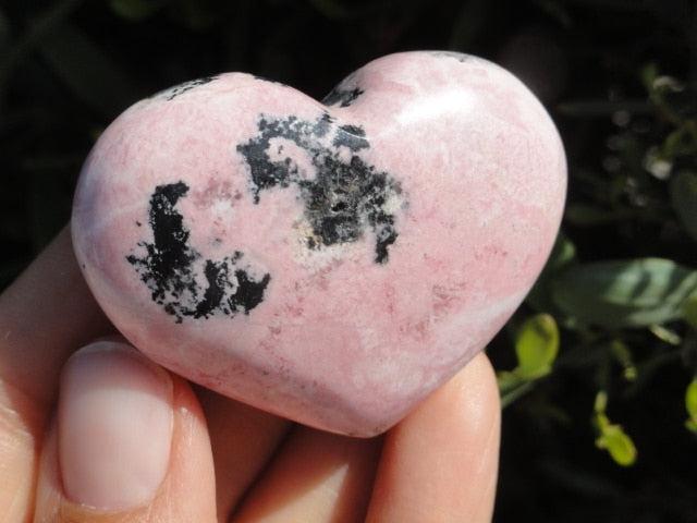 Pretty Pink RHODOCHROSITE GEMSTONE HEART - Earth Family Crystals