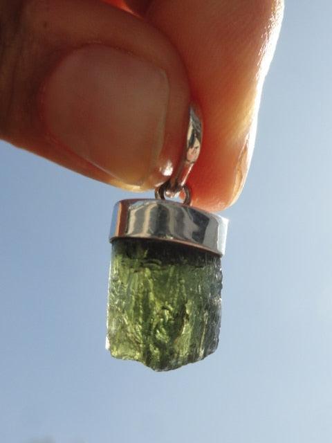 High Energy Natural MOLDAVITE GEMSTONE PENDANT In Sterling Silver (Includes Silver Chain) - Earth Family Crystals