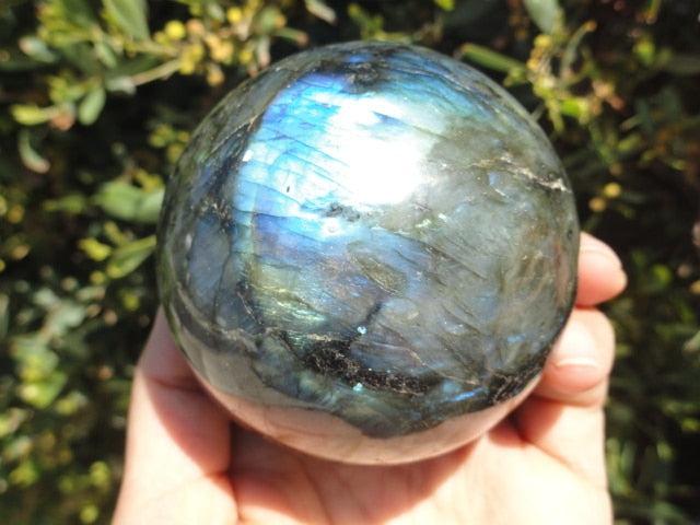 Large LABRADORITE GEMSTONE SPHERE - Earth Family Crystals