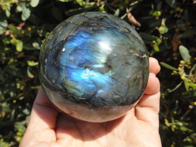 Large LABRADORITE GEMSTONE SPHERE - Earth Family Crystals