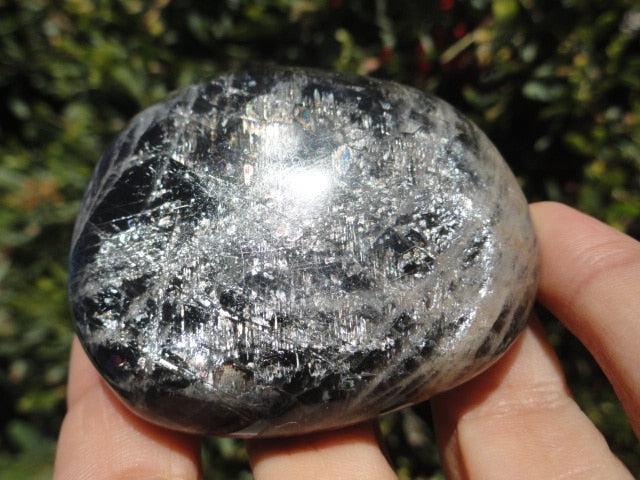 Mysterious Flash BLACK MOONSTONE PALM STONE - Earth Family Crystals