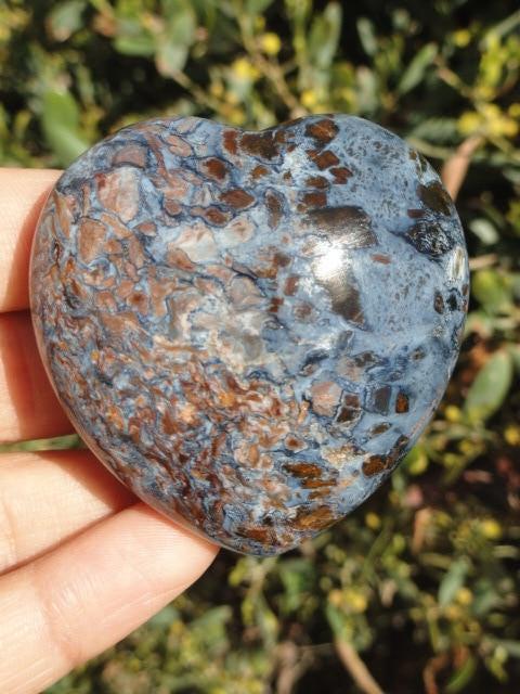 Amazing Blue & Brown PIETERSITE GEMSTONE HEART - Earth Family Crystals