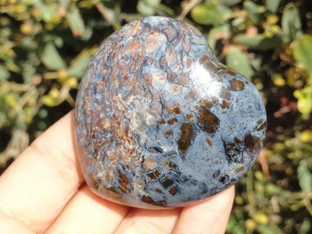 Amazing Blue & Brown PIETERSITE GEMSTONE HEART - Earth Family Crystals