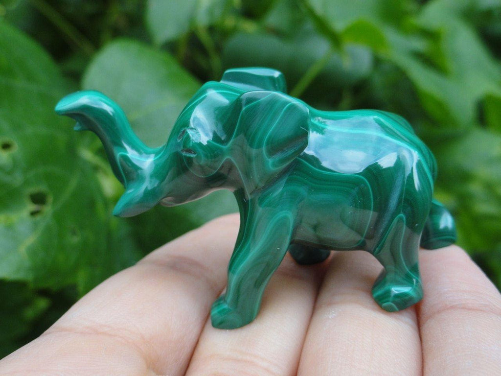 MALACHITE ELEPHANT CARVING - Earth Family Crystals