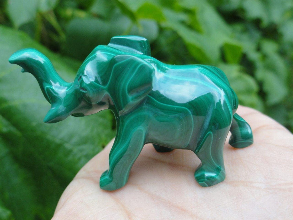 MALACHITE ELEPHANT CARVING - Earth Family Crystals