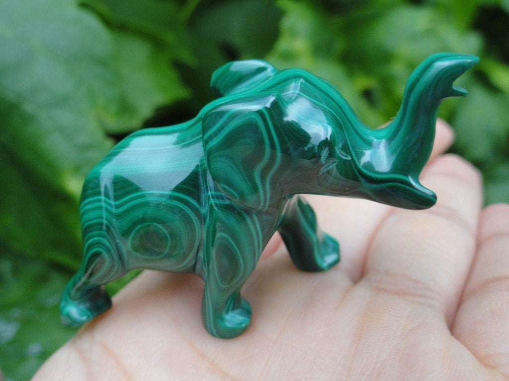 MALACHITE ELEPHANT CARVING - Earth Family Crystals