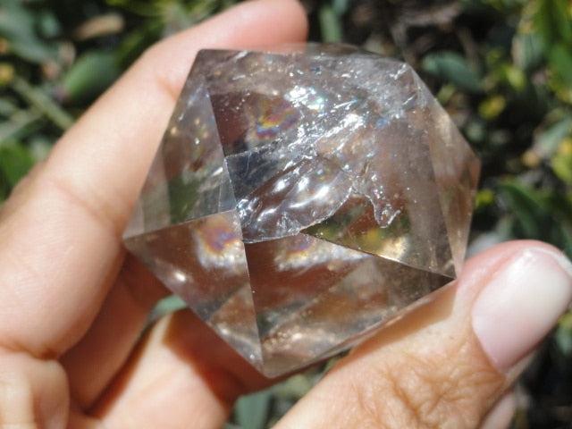 SMOKY QUARTZ ICOSAHEDRON Sacred Geometry Shape - Earth Family Crystals