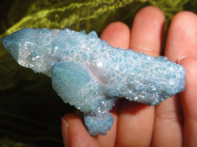 Pretty Blue Sparkle! AQUA AURA SPIRIT QUARTZ CLUSTER - Earth Family Crystals