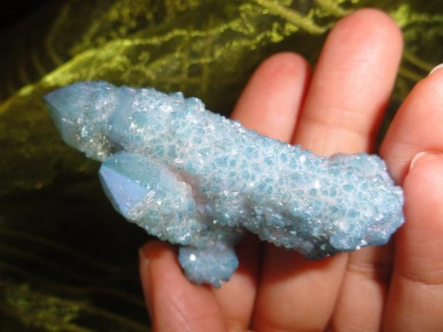 Pretty Blue Sparkle! AQUA AURA SPIRIT QUARTZ CLUSTER - Earth Family Crystals