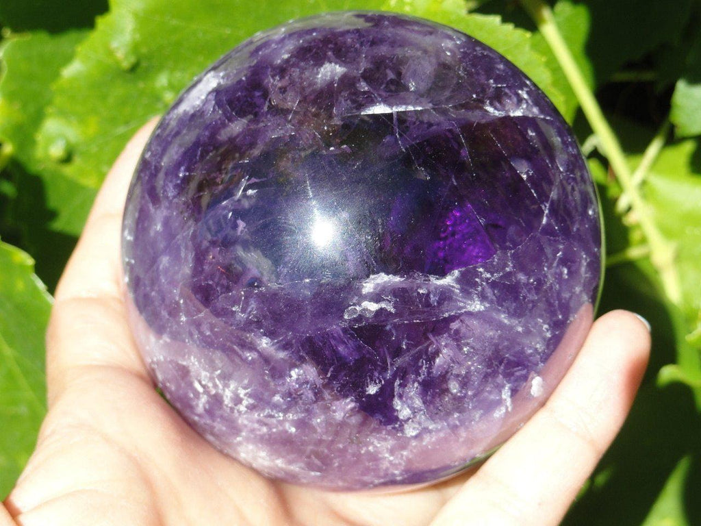 JUMBO Dark Purple AMETRINE SPHERE - Earth Family Crystals