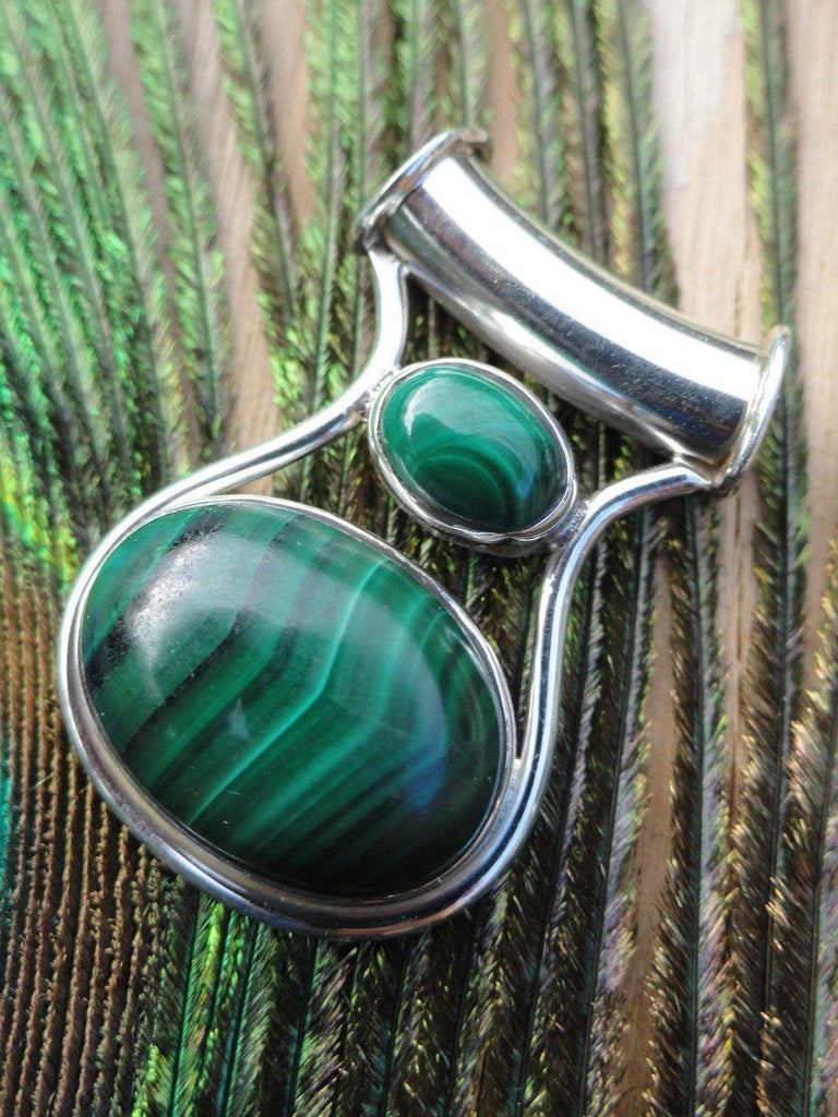 MALACHITE STERLING SILVER PENDANT (Includes Free Silver Chain) - Earth Family Crystals