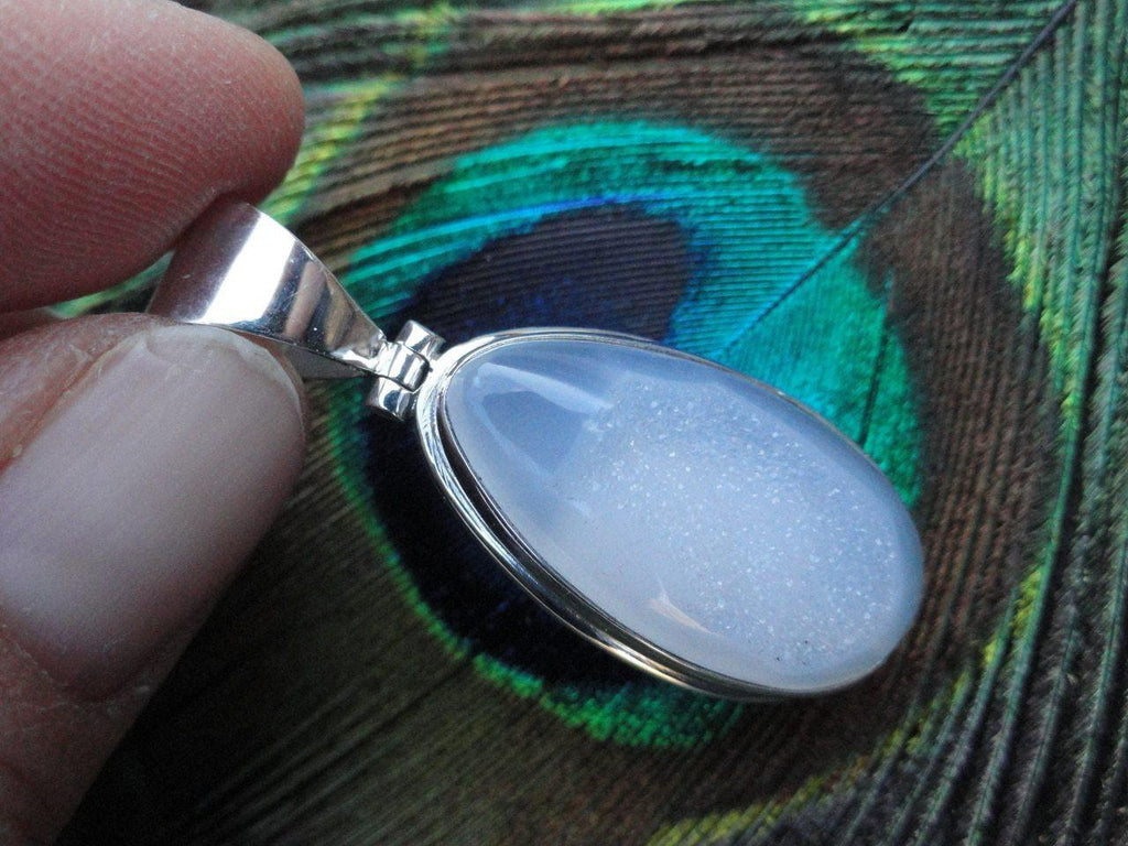 WHITE AGATE DRUZY PENDANT IN STERLING SILVER (INCLUDES SILVER CHAIN)* - Earth Family Crystals