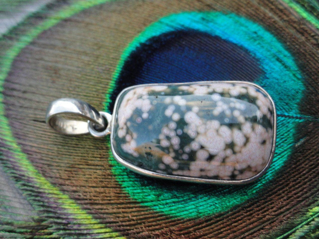 Elegant OCEAN JASPER PENDANT IN STERLING SILVER (INCLUDES FREE SILVER CHAIN)*** - Earth Family Crystals