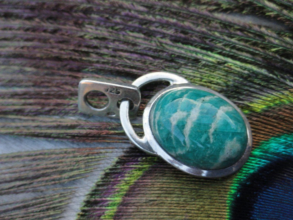 GORGEOUS BLUE AMAZONITE PENDANT IN STERLING SILVER (INCLUDES FREE SILVER CHAIN)* - Earth Family Crystals