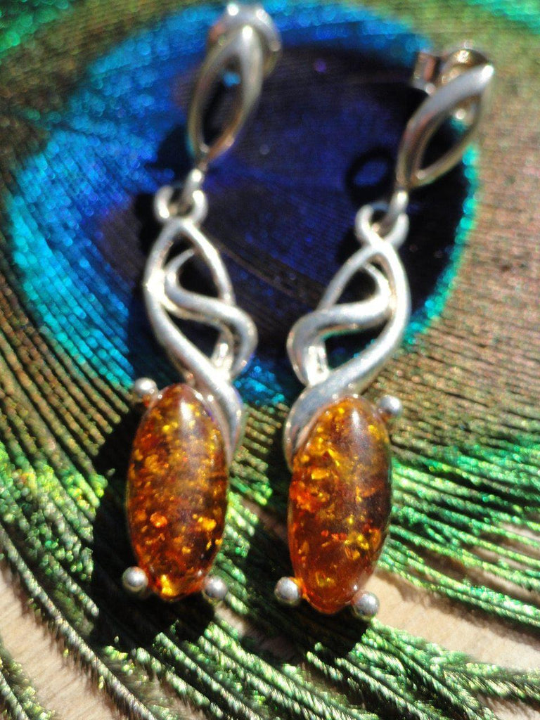 COGNAC BALTIC AMBER EARRINGS In Sterling Silver - Earth Family Crystals
