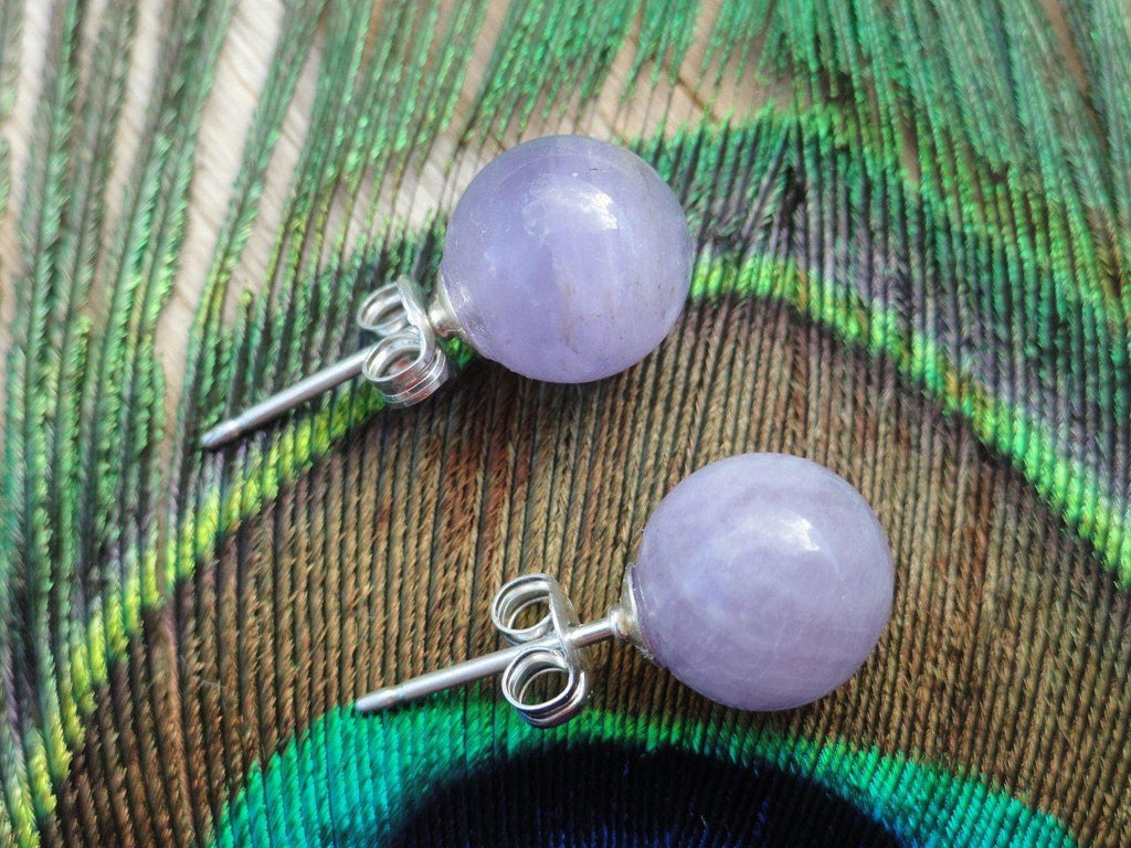 LAVENDER AMETHYST 8MM STUD EARRINGS IN STERLING SILVER - Earth Family Crystals
