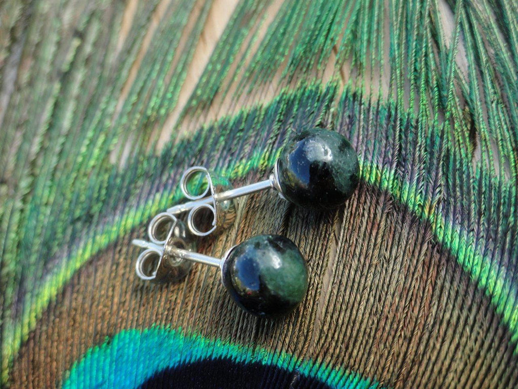 RUBY IN ZOISITE 6MM STUDS In Sterling Silver - Earth Family Crystals
