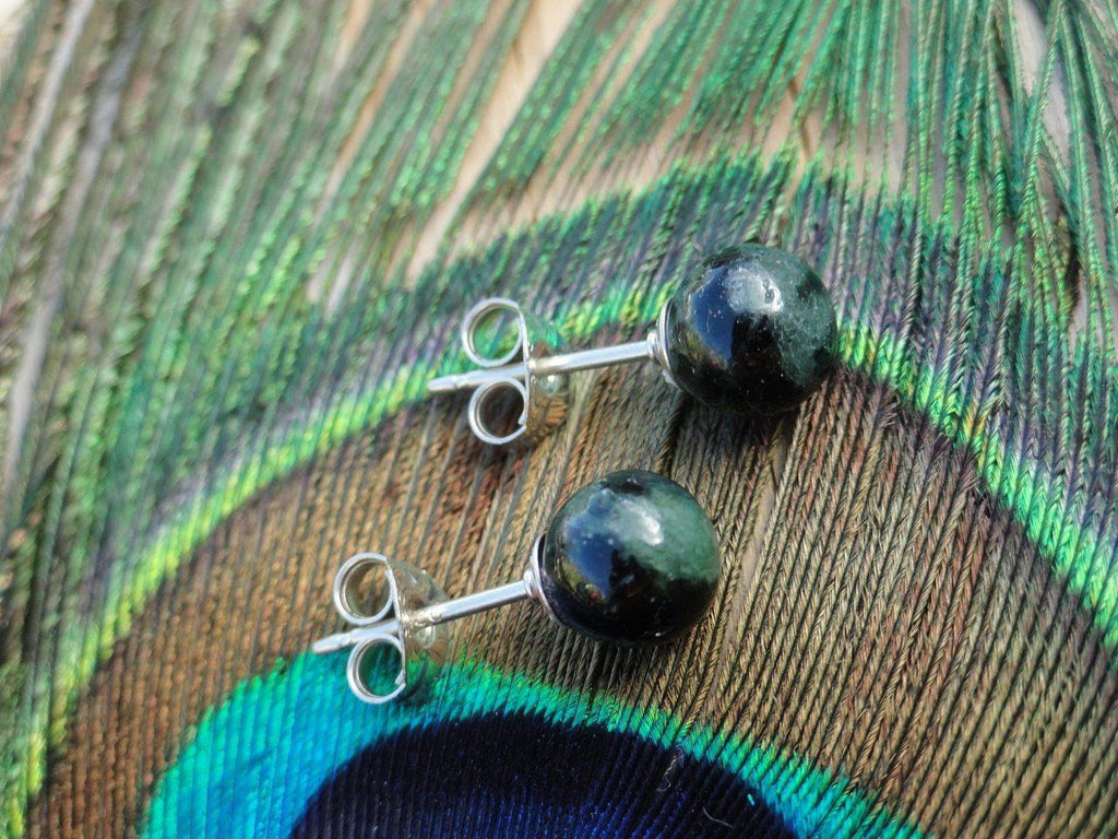 RUBY IN ZOISITE 6MM STUDS In Sterling Silver - Earth Family Crystals