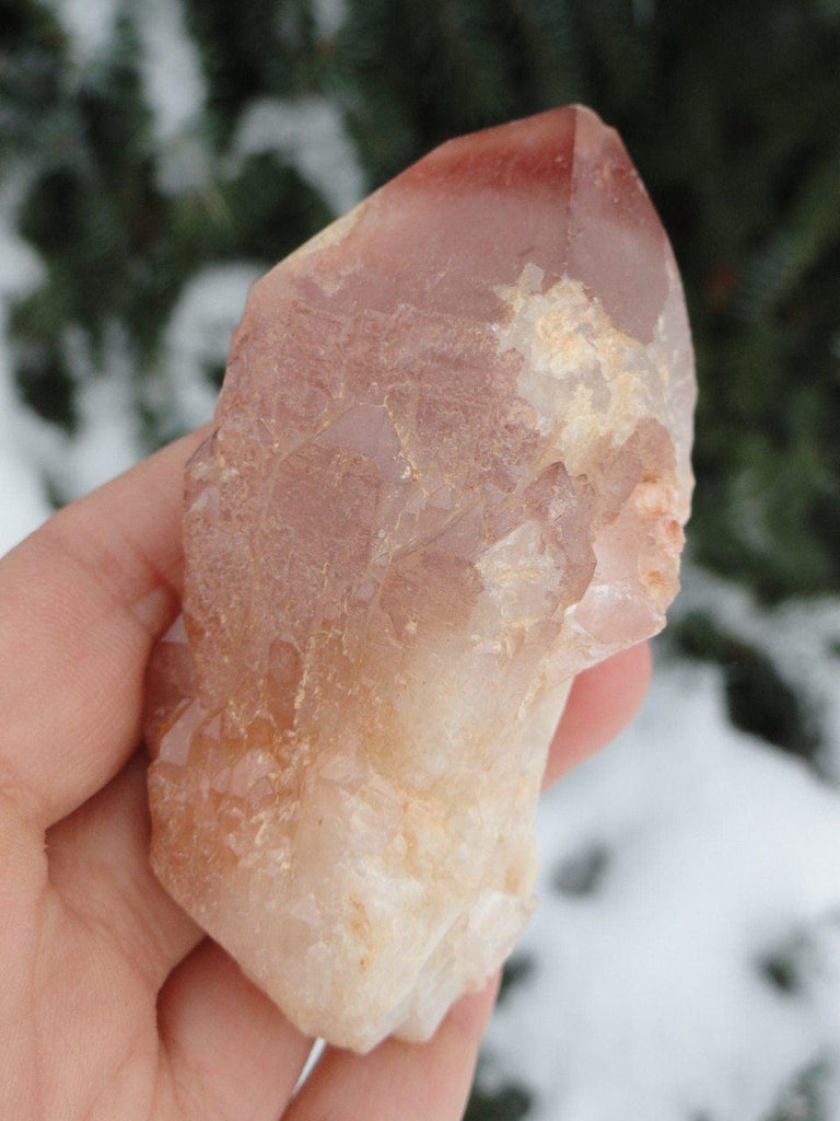 Natural LITHIUM CANDLE QUARTZ POINT - Earth Family Crystals