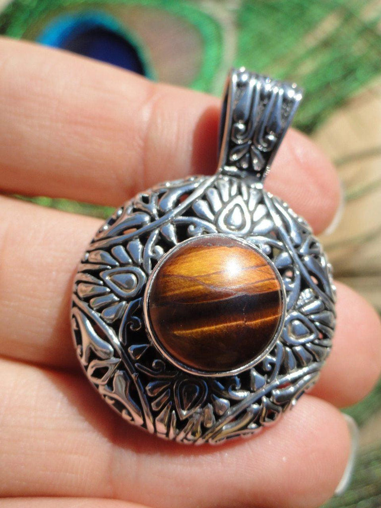 TIGER EYE PENDANT In Sterling Silver (Includes Silver Chain) - Earth Family Crystals
