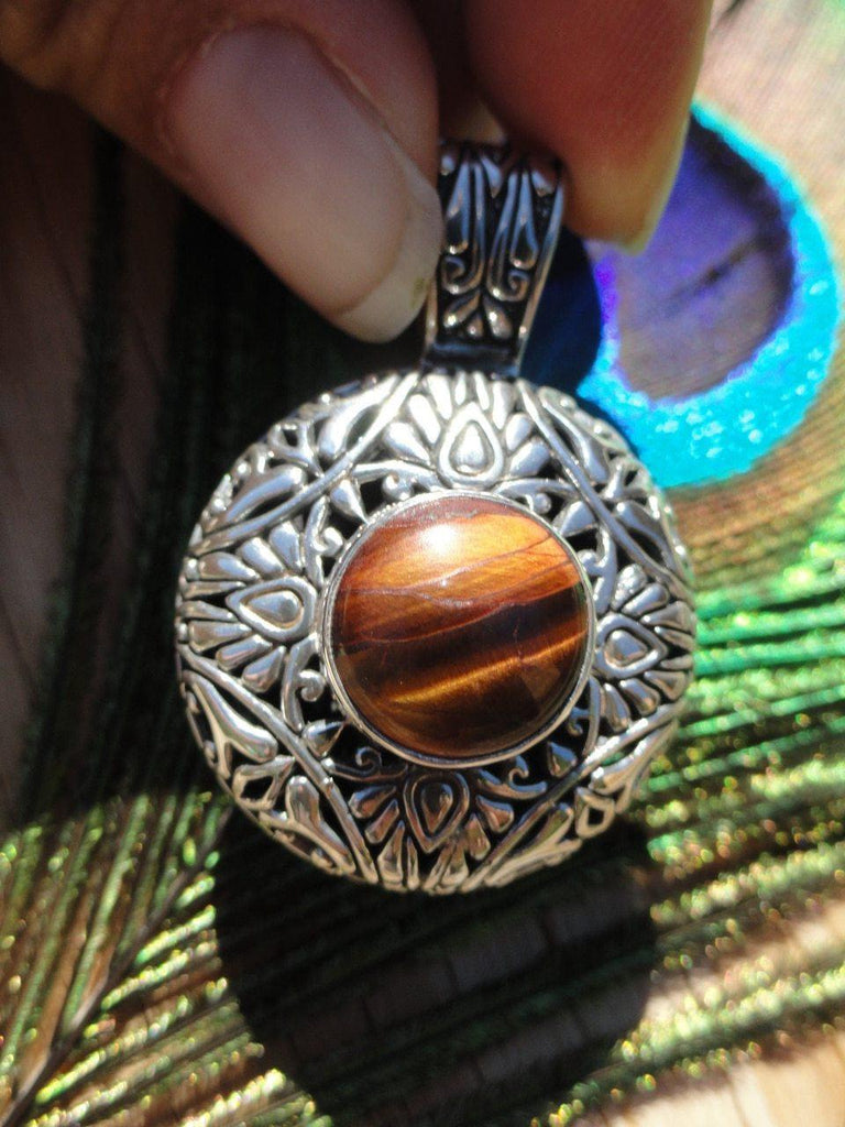 TIGER EYE PENDANT In Sterling Silver (Includes Silver Chain) - Earth Family Crystals