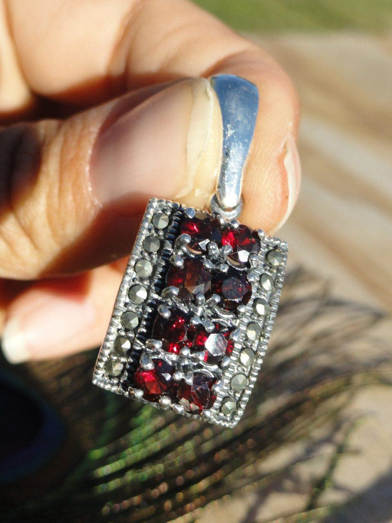 RED GARNET PENDANT In Sterling Silver (Includes Silver Chain) - Earth Family Crystals