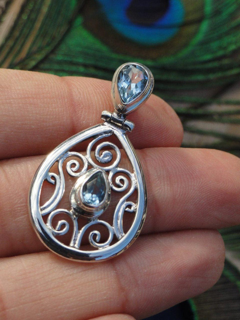 FACETED BLUE TOPAZ PENDANT In Sterling Silver (Includes Silver Chain) - Earth Family Crystals