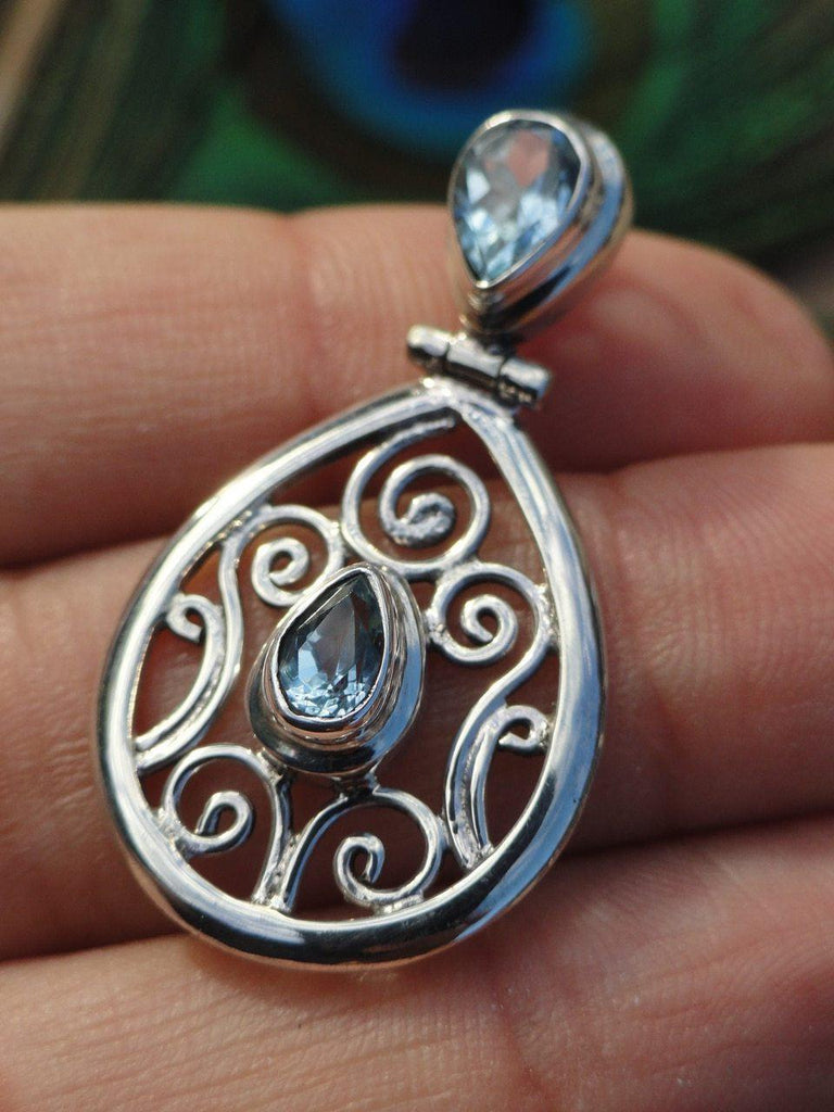 FACETED BLUE TOPAZ PENDANT In Sterling Silver (Includes Silver Chain) - Earth Family Crystals