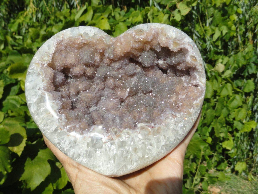 JUMBO SMOKY AMETHYST SPIRIT QUARTZ GEODE HEART - Earth Family Crystals