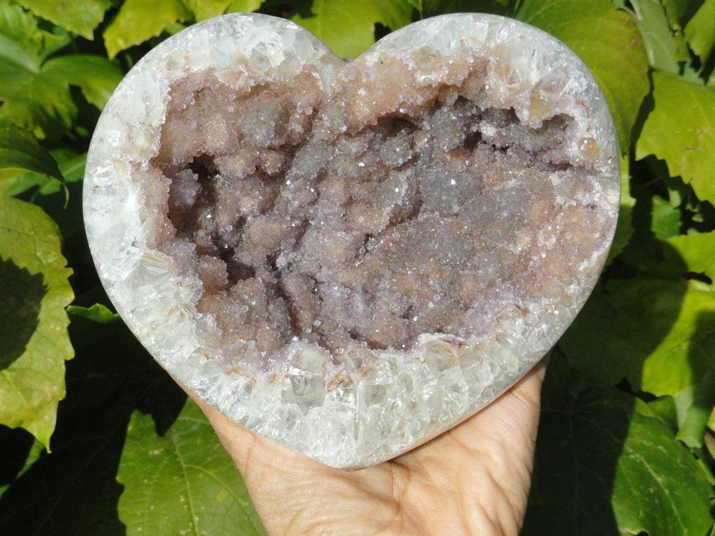 JUMBO SMOKY AMETHYST SPIRIT QUARTZ GEODE HEART - Earth Family Crystals
