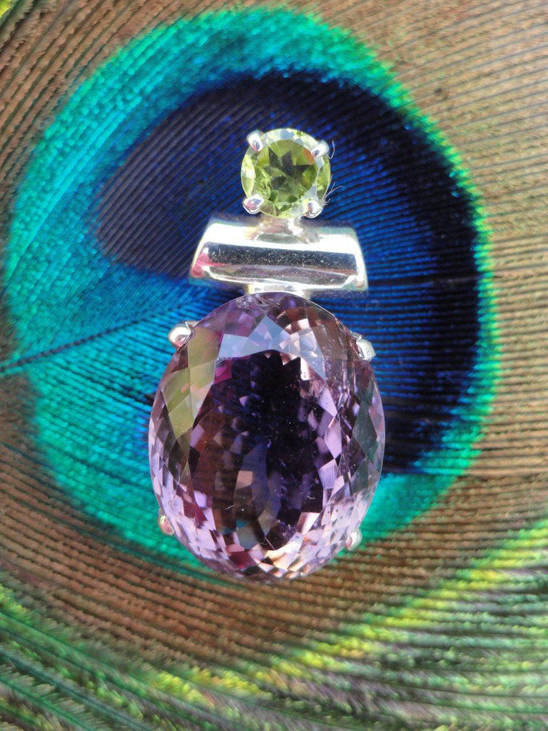 FACETED AMETHYST & PERIDOT PENDANT In Sterling Silver (Includes Silver Chain) - Earth Family Crystals