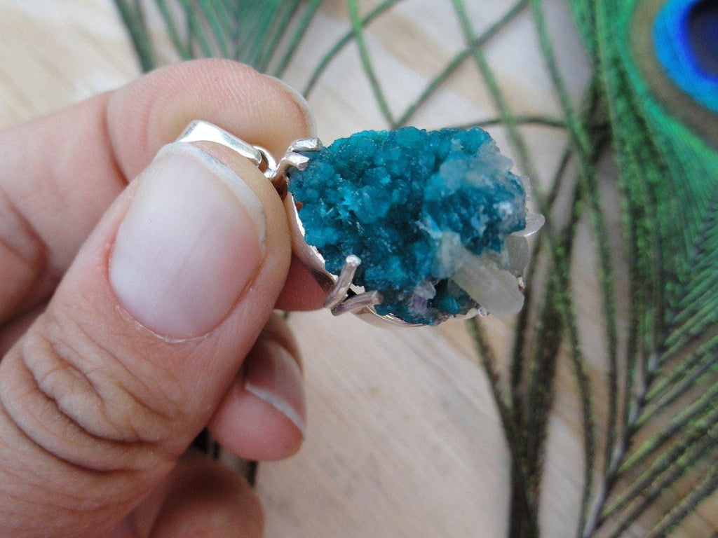 CAVANSITE PENDANT With STILBITE INCLUSIONS In Sterling Silver (Includes Silver Chain) - Earth Family Crystals