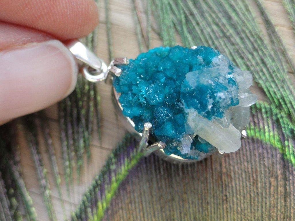 CAVANSITE PENDANT With STILBITE INCLUSIONS In Sterling Silver (Includes Silver Chain) - Earth Family Crystals